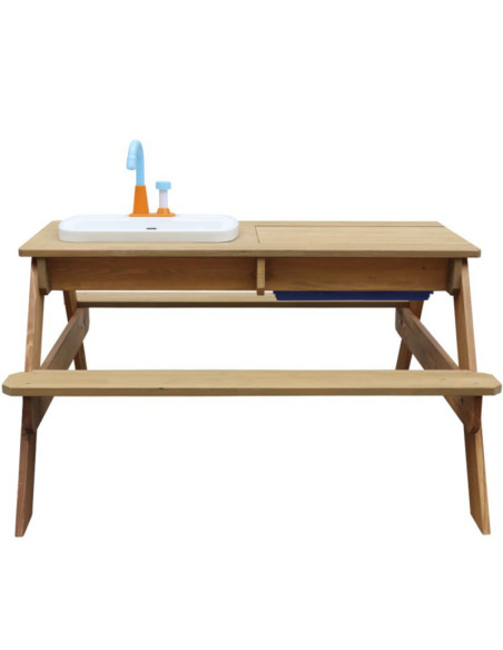 AXI Emily pikniko stalas su suoliuku, kriaukle su čiaupu ir vandens / smėlio indais