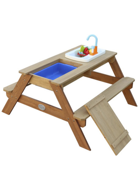 AXI Stół Piknikowy Emily z Ławką i Umywalką na Baterie oraz Pojemnikami na Wodę/Piasek