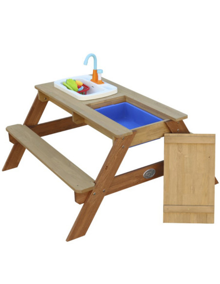 Стол для пикника AXI Emily со скамейкой, раковиной с краном и контейнерами для воды/песка
