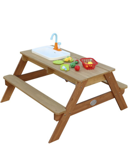 Стол для пикника AXI Emily со скамейкой, раковиной с краном и контейнерами для воды/песка