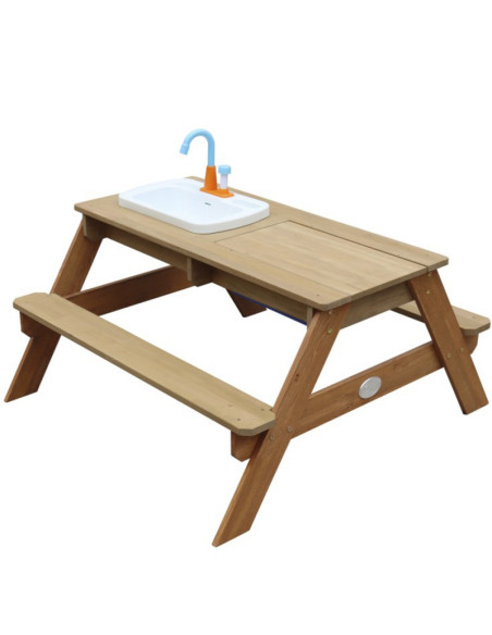 AXI Emily pikniko stalas su suoliuku, kriaukle su čiaupu ir vandens / smėlio indais
