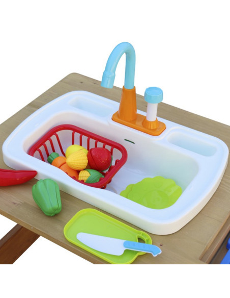 AXI Emily pikniko stalas su suoliuku, kriaukle su čiaupu ir vandens / smėlio indais