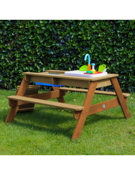 Стол для пикника AXI Emily со скамейкой, раковиной с краном и контейнерами для воды/песка