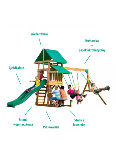 BACKYARD DISCOVERY Belmont Drewniany Plac Zabaw 6w1 2