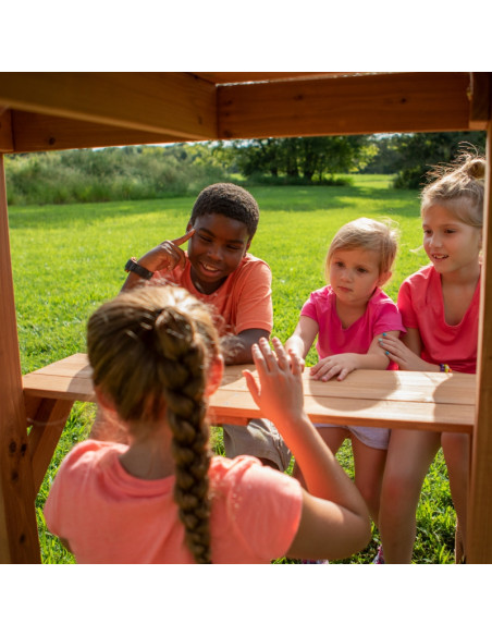 Открытие на заднем дворе Belmont Деревянная игровая площадка 6-в-1