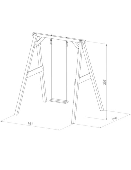 AXI Drewniana Huśtawka z Siedziskiem Szary Plac Zabaw