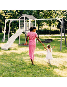 AXI Plac Zabaw Drewniany Wieża z Huśtawką Drabinki Wspinaczkowe Zjeżdżalnia XXL 2