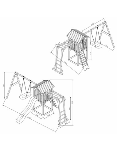 AXI Wooden Playground Tower with Swing, Climbing Ladders, XXL Slide