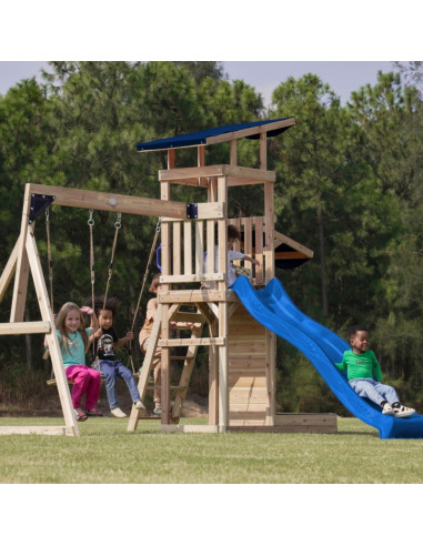 AXI Wooden Large Playground Swings Slide Tower + Sandbox