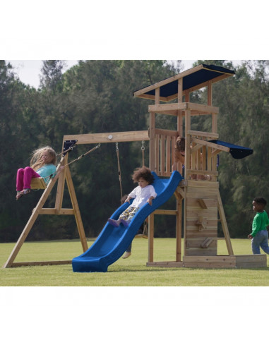 AXI Wooden Large Playground Swings Slide Tower + Sandbox