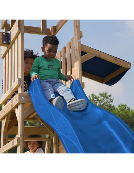 AXI medinės didelės žaidimų aikštelės sūpynės, čiuožykla ir smėlio dėžė