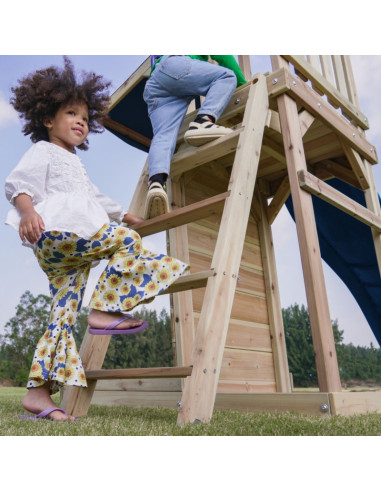 AXI Wooden Large Playground Swings Slide Tower + Sandbox