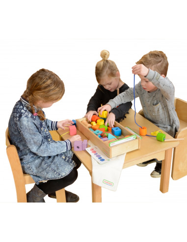 MASTERKIDZ didelis medinis Montessori nėrinių siūlų siūlų siūlas