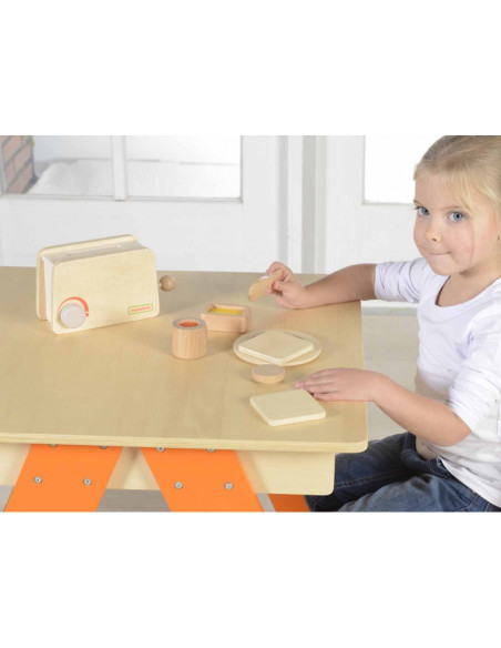 MASTERKIDZ Drewniany Toster + Masło Kromka Nóż Talerz Dżem