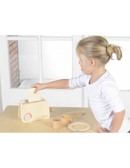 MASTERKIDZ Drewniany Toster + Masło Kromka Nóż Talerz Dżem