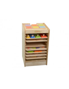 MASTERKIDZ Шкаф для хранения развивающих досок и игр 10 предметов на колесиках