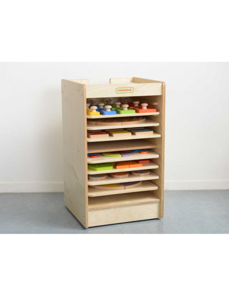 MASTERKIDZ Шкаф для хранения развивающих досок и игр 10 предметов на колесиках