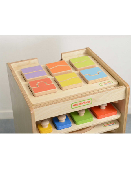MASTERKIDZ Шкаф для хранения развивающих досок и игр 10 предметов на колесиках