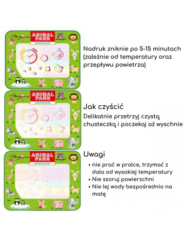 WOOPIE 2-in-1 Water Painting Mat XXL Double-Sided Animals