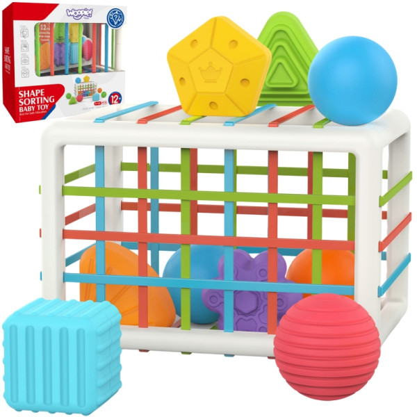 WOOPIE BABY Lankstus sensorinis kubas Baby Sorter Spalvotos formos 13 el.
