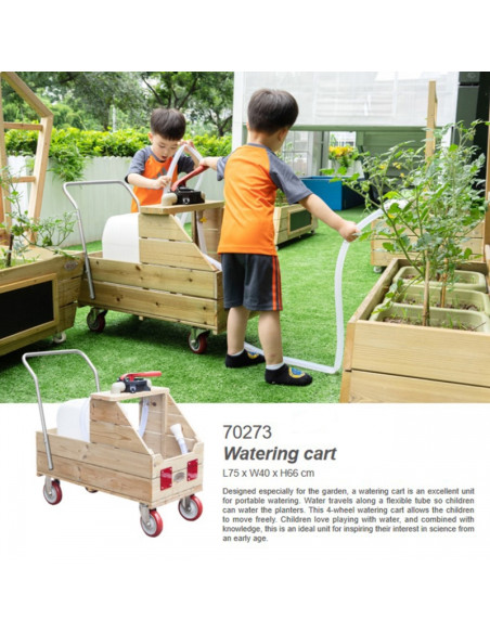 CLASSIC WORLD EDU Drewniany Wózek na Wodę do Podlewania + Wąż