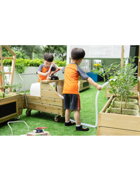 CLASSIC WORLD EDU Drewniany Wózek na Wodę do Podlewania + Wąż