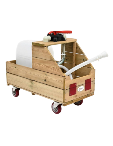 CLASSIC WORLD EDU Wooden Water Cart for Watering + Hose