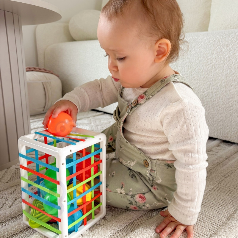 WOOPIE BABY Lankstus sensorinis kubas Baby Sorter Spalvotos formos 13 el.