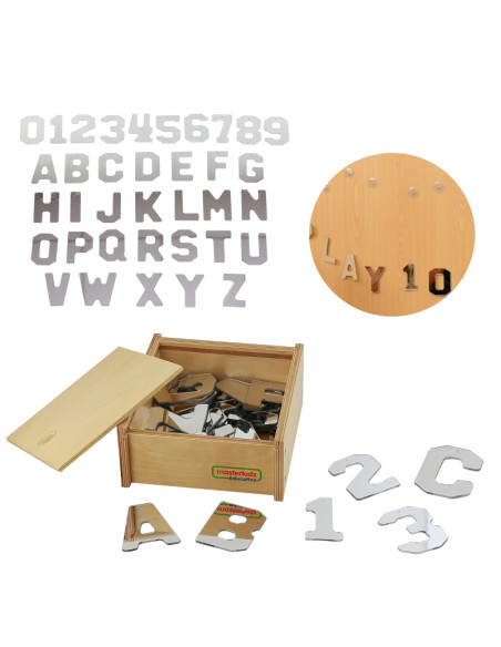 MASTERKIDZ Dwustronne Akrylowe Lustra Litery Liczby Alfabet Montessori