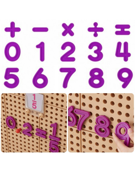 MASTERKIDZ Zestaw Cyferek i Znaków do Nauki Liczenia i Matematyki do Paneli Ściennych STEM 82 el.