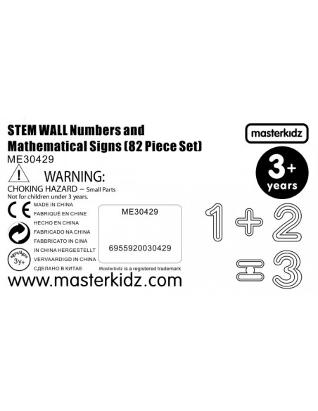 MASTERKIDZ skaičių ir simbolių rinkinys STEM sieninėms plokštėms mokytis skaičiavimo ir matematikos, 82 vnt.