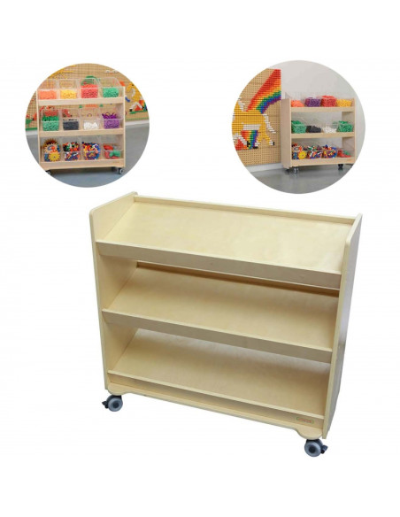 Полка на колесах MASTERKIDZ - 3 полки для аксессуаров STEM-доски, 800 В x 800 Д
