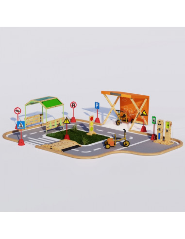 CLASSIC WORLD EDU Wooden Ramp Bridge Access Road Bike Track