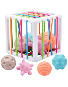 WOOPIE BABY Lankstus sensorinis kubas Baby Sorter Crazy Shapes 5 el.