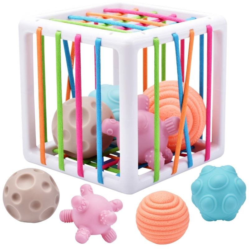 WOOPIE BABY Flexible Sensory Cube Baby Sorter Crazy Shapes 5 el.