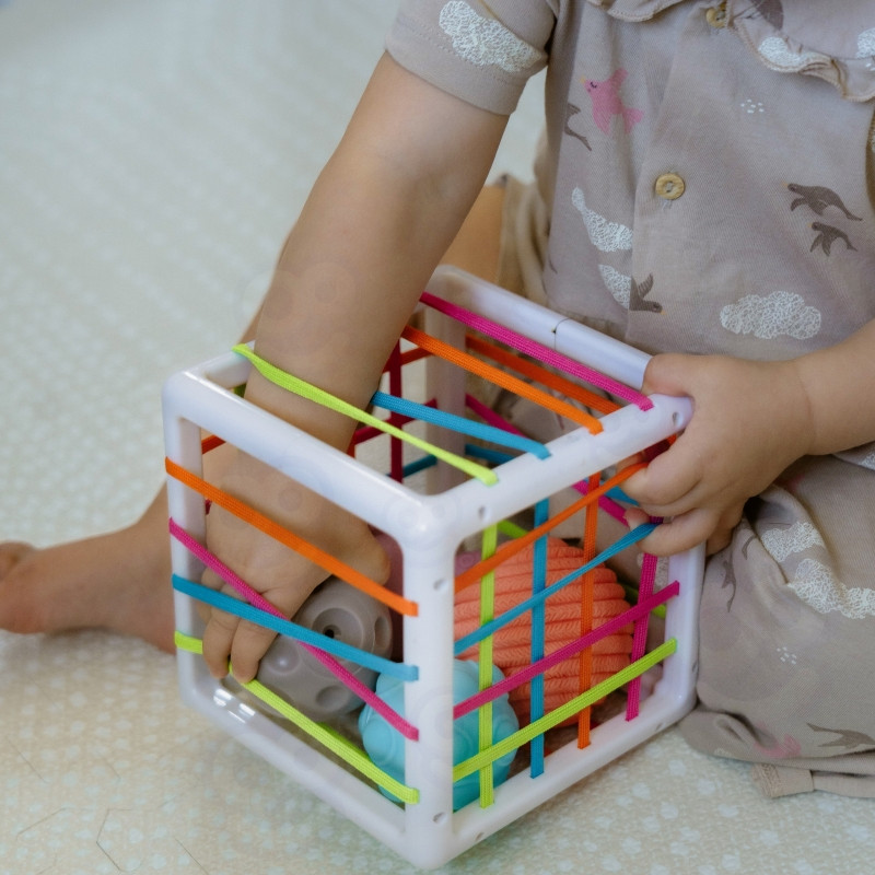 WOOPIE BABY Lankstus sensorinis kubas Baby Sorter Crazy Shapes 5 el.