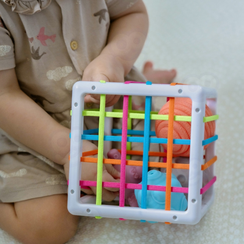 WOOPIE BABY Lankstus sensorinis kubas Baby Sorter Crazy Shapes 5 el.