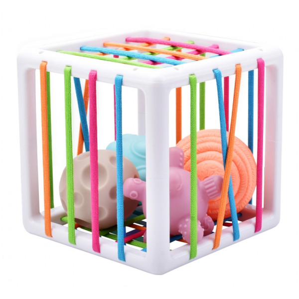 WOOPIE BABY Lankstus sensorinis kubas Baby Sorter Crazy Shapes 5 el.