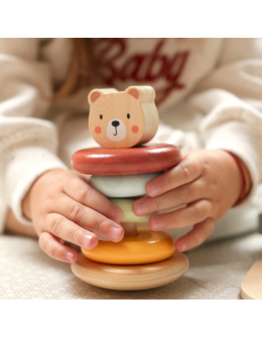 WOOPIE GREEN Pudełko Sorter Box 3w1 Klocki Piramidka Słonik FSC