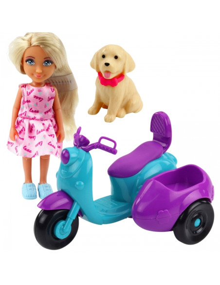 WOOPIE ROYAL Ankiki lėlė su motoroleriu ir šuniuku