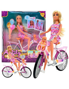 WOOPIE ROYAL Lalka Lily Rowerzystka Bobas w Foteliku Rower