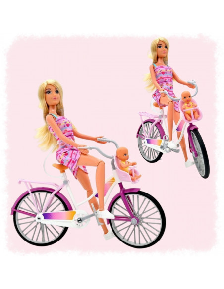 WOOPIE ROYAL Lalka Lily Rowerzystka Bobas w Foteliku Rower