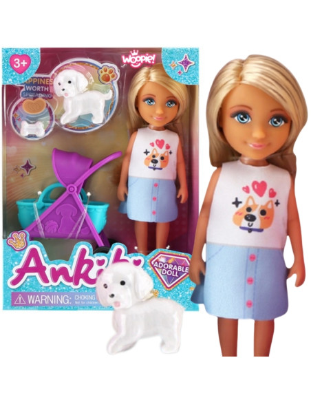 WOOPIE ROYAL Ankiki lėlė su vežimėliu ir šuniuku