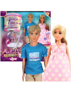 WOOPIE ROYAL Anlily FAMILY SERIES lėlių rinkinys, kūdikio vežimėlis, priedai