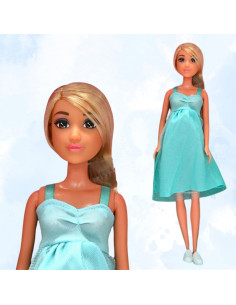 WOOPIE ROYAL Lalka Lily z Brzuszkiem w Ciąży Niemowlak Błękitna Sukienka 2