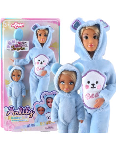 WOOPIE ROYAL Anlily Animal Jumpsuits lėlės su mėlynai meškiukų kombinezonais