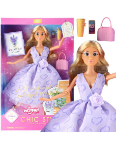 WOOPIE ROYAL Lalka Lily Długie Blond Włosy 30 cm Lawendowa Suknia Akcesoria