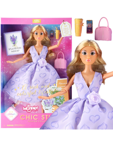 WOOPIE ROYAL Lalka Lily Długie Blond Włosy 30 cm Lawendowa Suknia Akcesoria