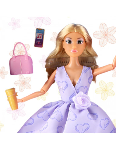 WOOPIE ROYAL Lalka Lily Długie Blond Włosy 30 cm Lawendowa Suknia Akcesoria