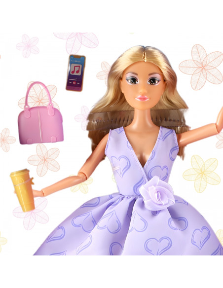 WOOPIE ROYAL Lalka Lily Długie Blond Włosy 30 cm Lawendowa Suknia Akcesoria